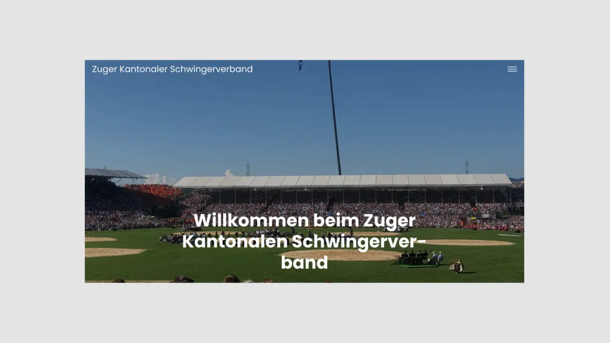 Screenshot der Webseite schwingen-zug.ch